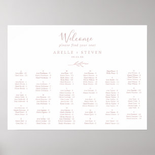 Minimale Leaf Blush Pink Alphabetical Seating Char Poster
