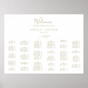 Minimale Leaf Gold Alphabetische Sitzkarte Poster
