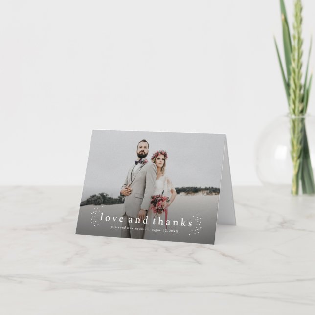 Minimale Liebe und Dank Foto Hochzeit Dankeskarte (Vorderseite)