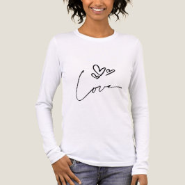 Minimale Liebes-Linienkunst Langarm-Shirt für Frau Tri-Blend Shirt