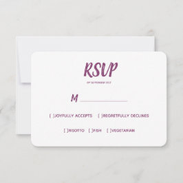 Minimale Lila Farbe | Auswahl für Hochzeitsmahlzei RSVP Karte
