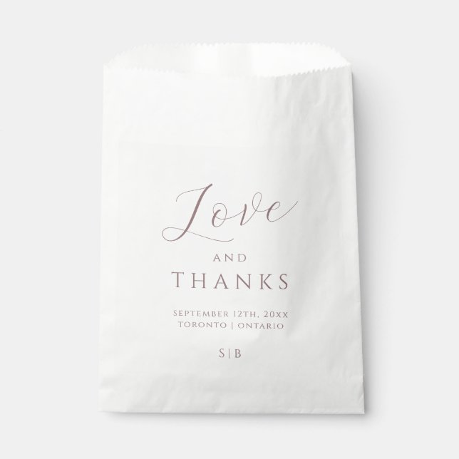 Minimale Lila Liebe und Dank für die Tasche Geschenktütchen (Vorderseite)