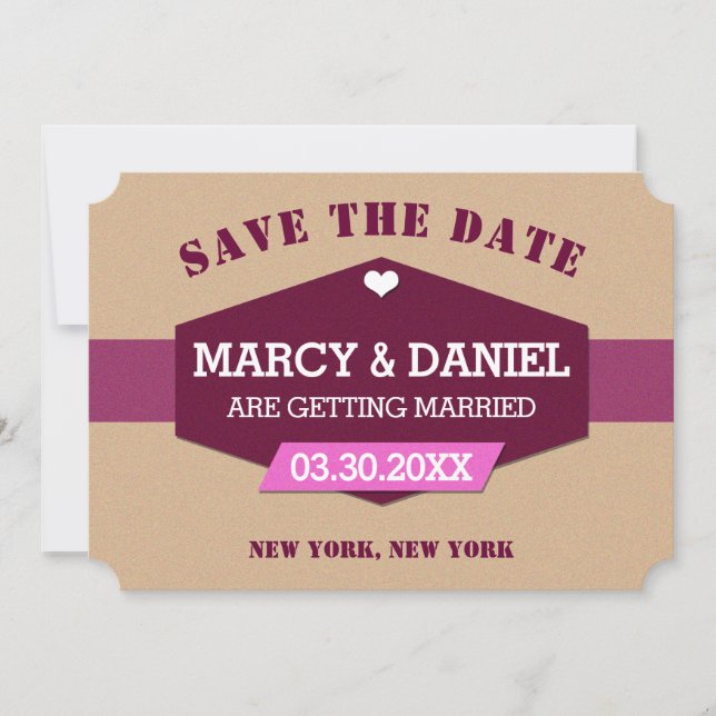Minimale Lila Retro-Design-Save the Date-Karte Save The Date (Vorderseite)