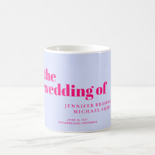Minimale lila rosa Schwung-Hochzeit Kaffeetasse