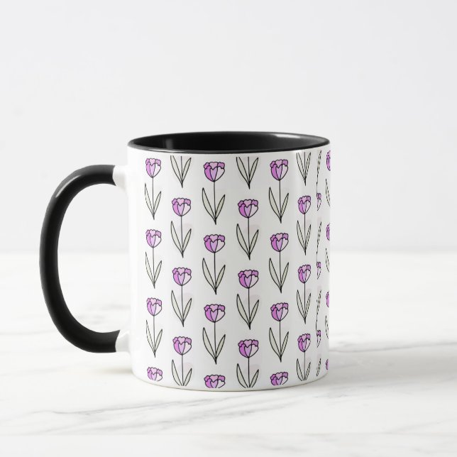 Minimale Line-Art-Blumen-Kaffeetasse Tasse (Links)