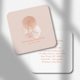 Minimale Line-Art-Frau Yoga-Meditation Quadratische Visitenkarte