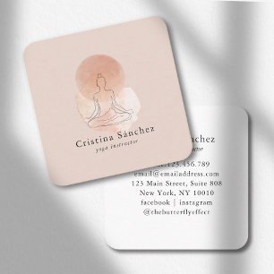 Minimale Line-Art-Frau Yoga-Meditation Quadratische Visitenkarte