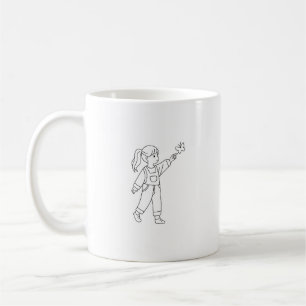 Minimale Line-Art Mädchen-Tasse   Butterfly Aesthe Kaffeetasse
