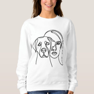 Minimale Line-Art-Porträt einer Hundemutter Sweatshirt