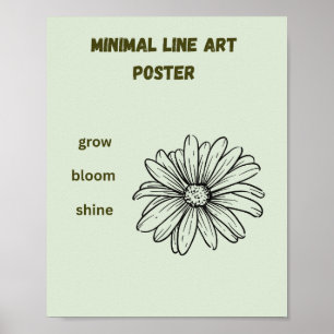 Minimale Linienkunst Daisy Wachsen Blühen Leuchten Poster