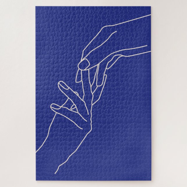 Minimale Linienkunst Hände Abstrakte Moderne Blaue (Vertikal)