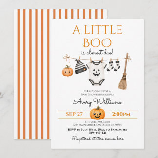 Minimale Little Boo Halloween-Baby-Party Einladung