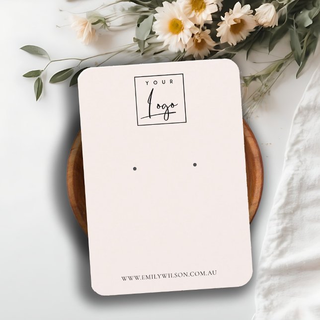 Minimale Logo-Soft Blush Pink-Ohrring-Anzeige Visitenkarte (Von Creator hochgeladen)