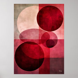 Minimale Luxus Art Deco Geometrische Abstrakt Rot Poster
