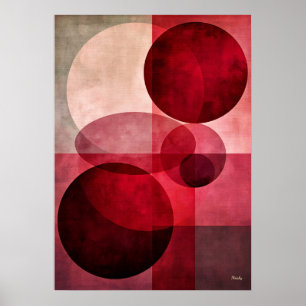 Minimale Luxus Art Deco Geometrische Abstrakt Rot Poster