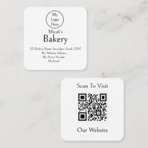 Minimale Luxus-QR-Code-Bäckerei-Logo saubere Gesta Quadratische Visitenkarte