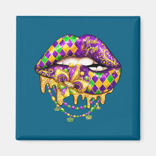 Minimale Mardi Gras Lippen Karneval Festival Magnet