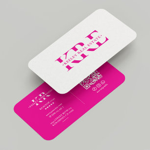 Minimale Marketing-Profi-Initialen Rosa Visitenkarte