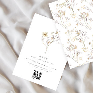 Minimale Menge getrocknete Wildblume Hochzeiten QR RSVP Karte