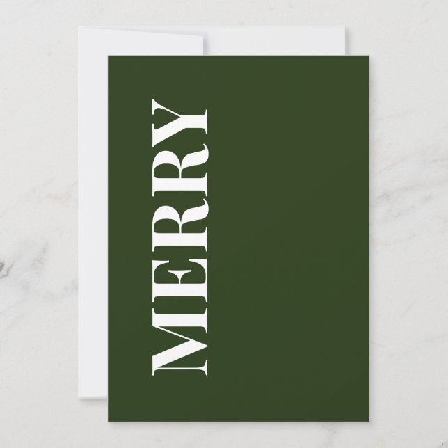Minimale MERRY | Waldgrüne Weihnachtsgrußkarte Feiertagskarte (Vorderseite)