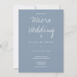 Minimale Mikro-Hochzeitblau-weiße Typografie