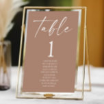 Minimale Minimalistische Elegante Mocha Mousse Hoc Tischnummer<br><div class="desc">Dies ist eine minimale Minimalistische Mocha Mousse Hochzeit Tischnummer mit Namen!</div>