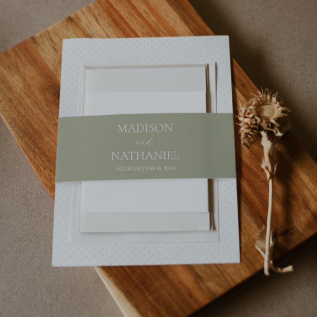 Minimale Minimalistische Grüne Hochzeit Einladungsbanderole (Von Creator hochgeladen)
