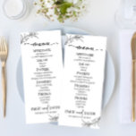 Minimale Minimalistische Schwarz-weiße Branch Leaf Menükarte<br><div class="desc">Dies ist ein minimales Minimalistisches Schwarz-weißes Zweigstellenmenü für Hochzeiten.</div>