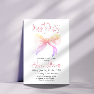 Minimale Miss an MRS. Ribbon Pink Bow Brautparty Einladung