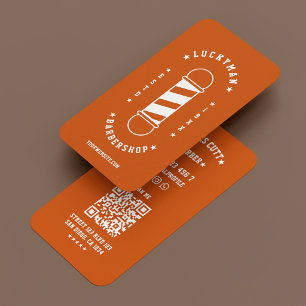 Minimale Mobile Herrenfriseur Orange Barbershop Visitenkarte