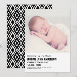 Minimale Mod Baby Foto Geburtskarte Einladung