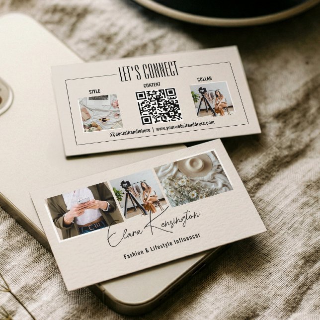 Minimale Mode Instagram Influencer Foto QR-Code Visitenkarte (Minimal Fashion Instagram Influencer Photo QR Code Business Card)
