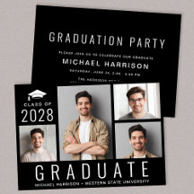 Minimale moderne 4-Foto-Black Graduation Party