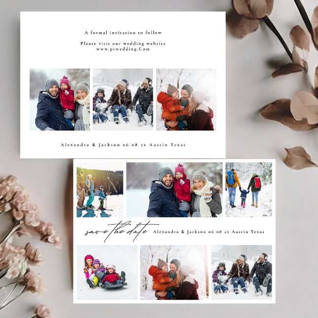 minimale moderne 6 Multi Foto Collage Hochzeit Save The Date (Von Creator hochgeladen)