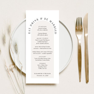 Minimale moderne Arch-Hochzeit Menükarte