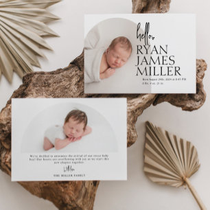 Minimale moderne Baby-Foto-Geburtsankündigung mit  Ankündigung