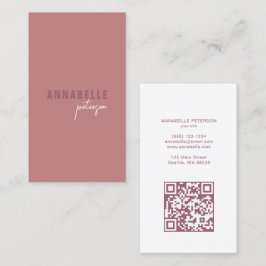Minimale moderne Berufliche QR Code Dusty Rose Visitenkarte