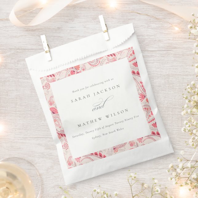Minimale moderne Blush Paisley Typografie Hochzeit Geschenktütchen (Ausgeschnitten)