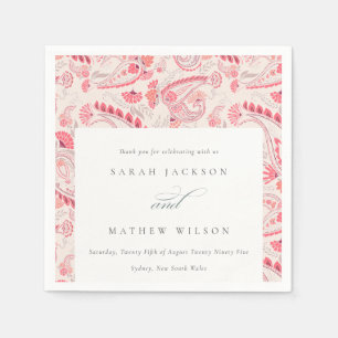 Minimale moderne Blush Paisley Typografie Hochzeit Serviette