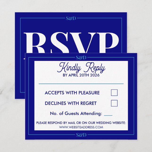 Minimale moderne editierbare Hochzeit RSVP Karte (Vorne/Hinten)