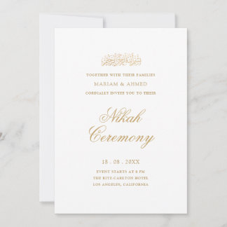 Minimale moderne einfache Goldschrift-Nikah-Zeremo Einladung