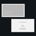 Minimale moderne einfache graue Typografie Visitenkarte<br><div class="desc">Diese minimale und einfache Visitenkarte weist einen grauen Hintergrund mit weißem Rahmen auf der Vorderseite mit einfacher Typografie und Ihrem Beruf und Kontaktdetails auf der Rückseite auf. Die perfekte Wahl für jeden Geschäftsmann beruflich, der ein zeitloses Design mit Visitenkarten mag. Eine einzigartige und elegante Visitenkarte für kreative berufliche.</div>