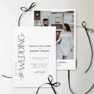 Minimale moderne elegante Hochzeitsfoto-Einladung Einladung