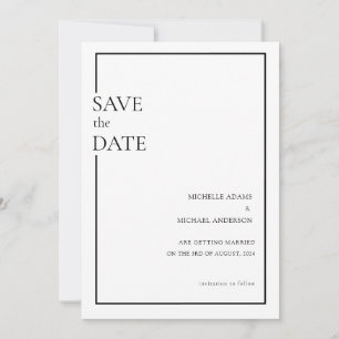 Minimale moderne formale schwarze Schrift Save the Date