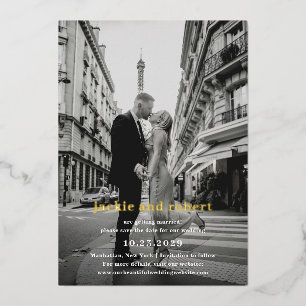 Minimale moderne Foto-Hochzeit - Datum vormerken Folieneinladung