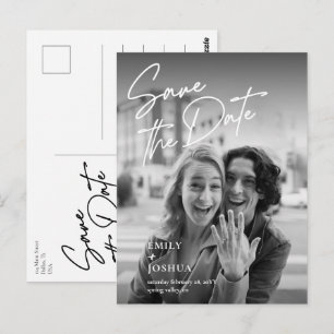 Minimale moderne Foto-Hochzeit - Rettet das Datum Postkarte