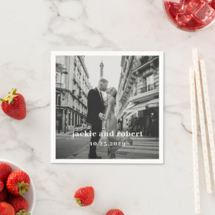 Minimale moderne Foto-Hochzeit Serviette
