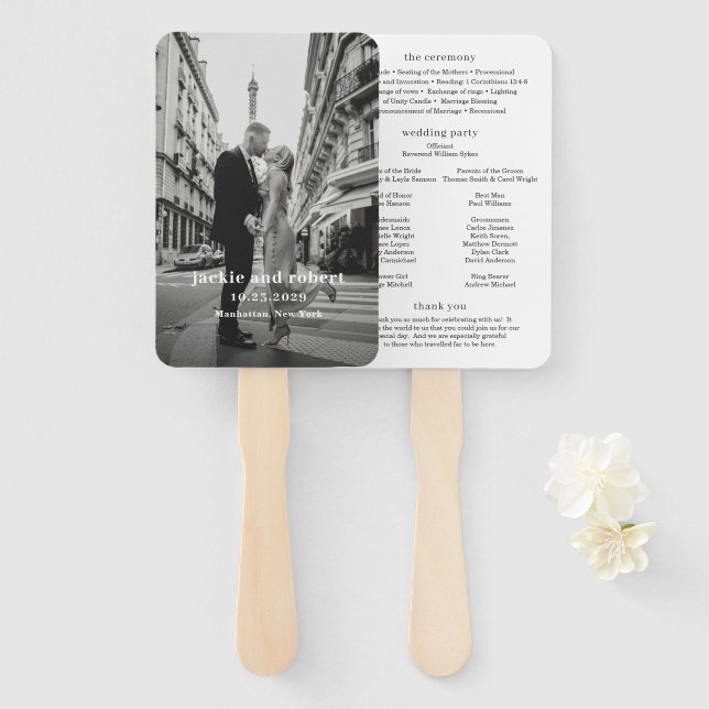 Minimale moderne Foto-Hochzeitsprogramm Fächer (Vorne und Hinten)