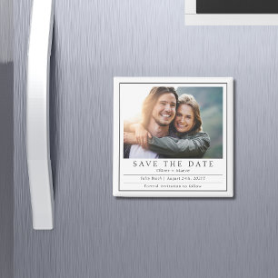 Minimale moderne Foto Schwarz Weiß Save The Date Magnet