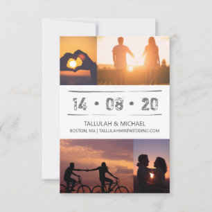 Minimale moderne Fotocollage-Typografie Hochzeit Save The Date